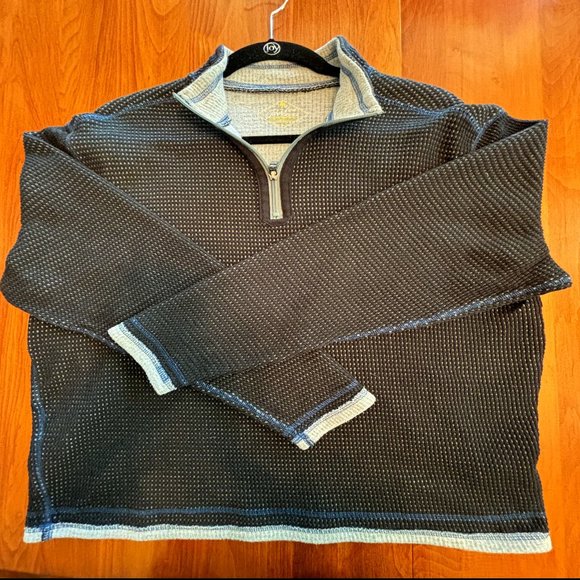 Paradise Collection 1/4 Zip Black/Grey/Blue Trim Pullover shirt/sweater - Picture 1 of 8